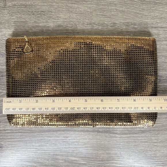 Vintage Whiting & Davis Copper Mesh Zipper Clutch Makeup or Travel Pouch Glam - Picture 9 of 10